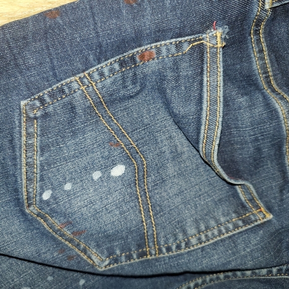 Armani Jeans Mens 32x32(meas 32x32) Blue Denim Jeans Paint Splatter Ripped - Picture 14 of 16